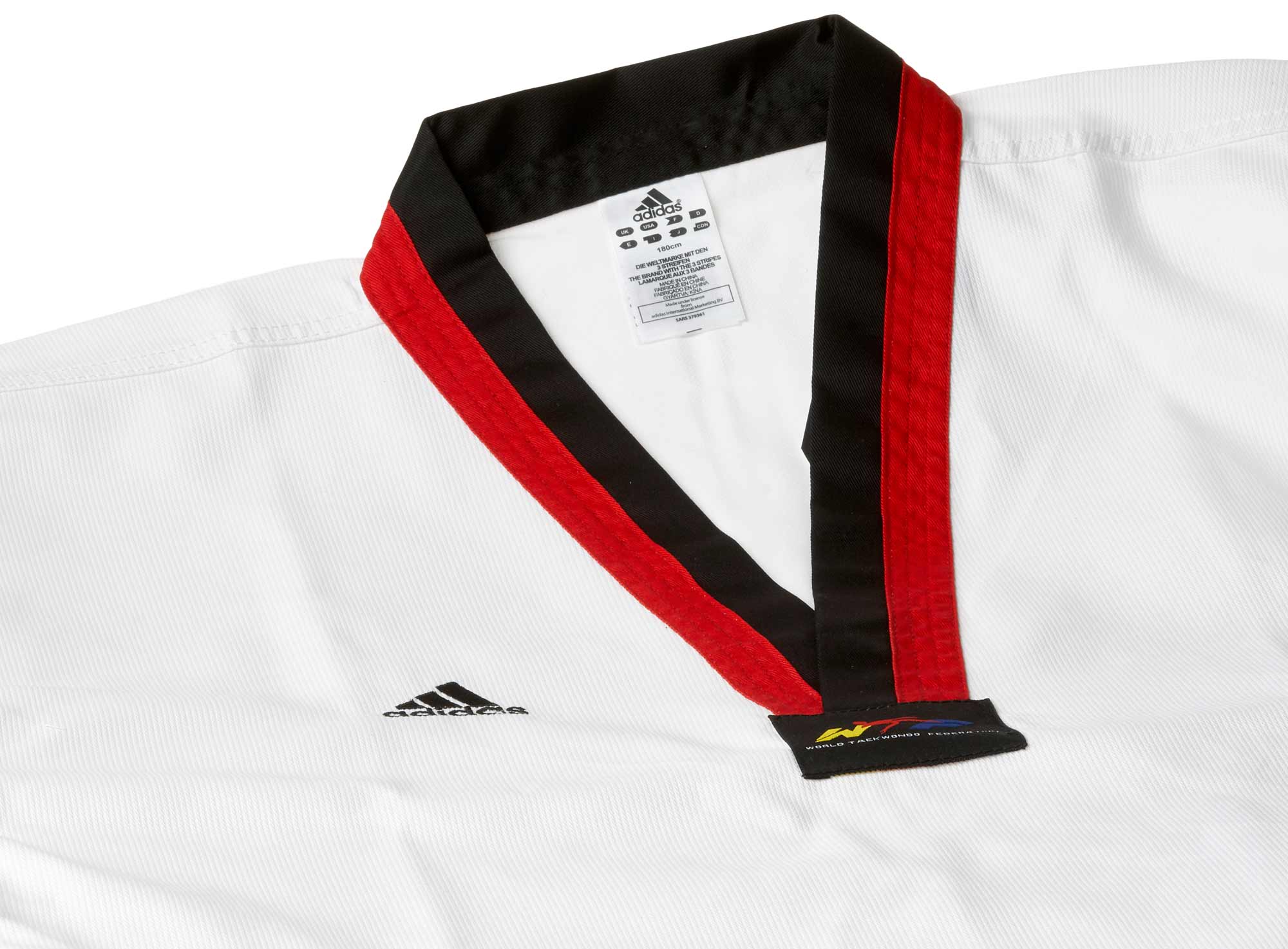 adidas Taekwondoanzug Poom, schwarz/rotes Revers