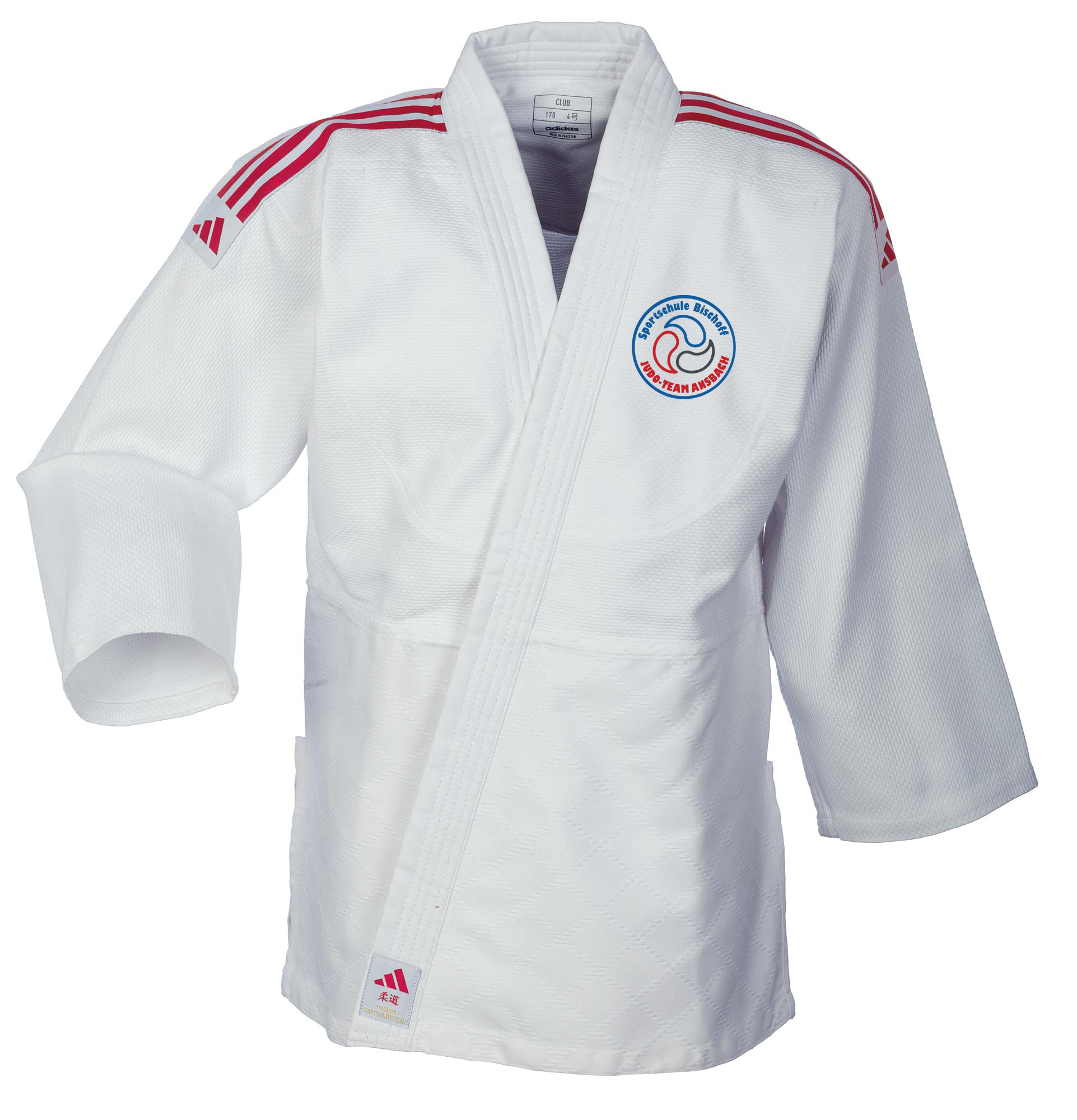 Sportschule Bischoff adidas Judo-Anzug Club weiß/rote Streifen