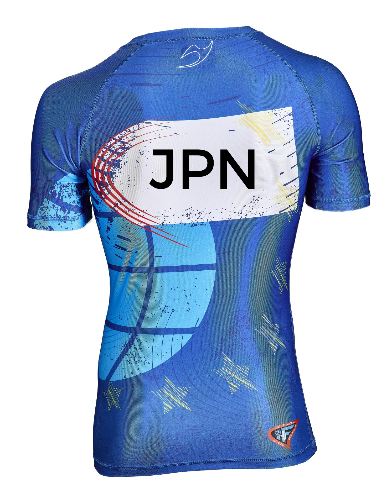 Rashguard kurzarm blau - JJIF approved mit Ländercode