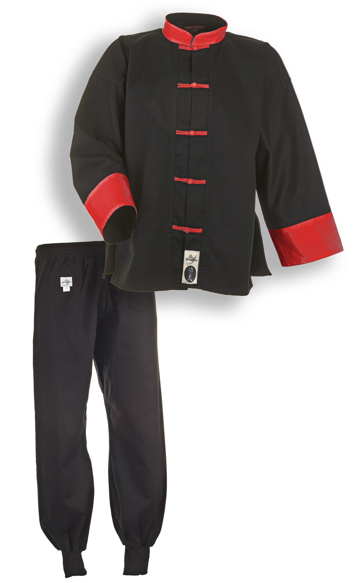 Kung Fu Anzug cotton schwarz/rot