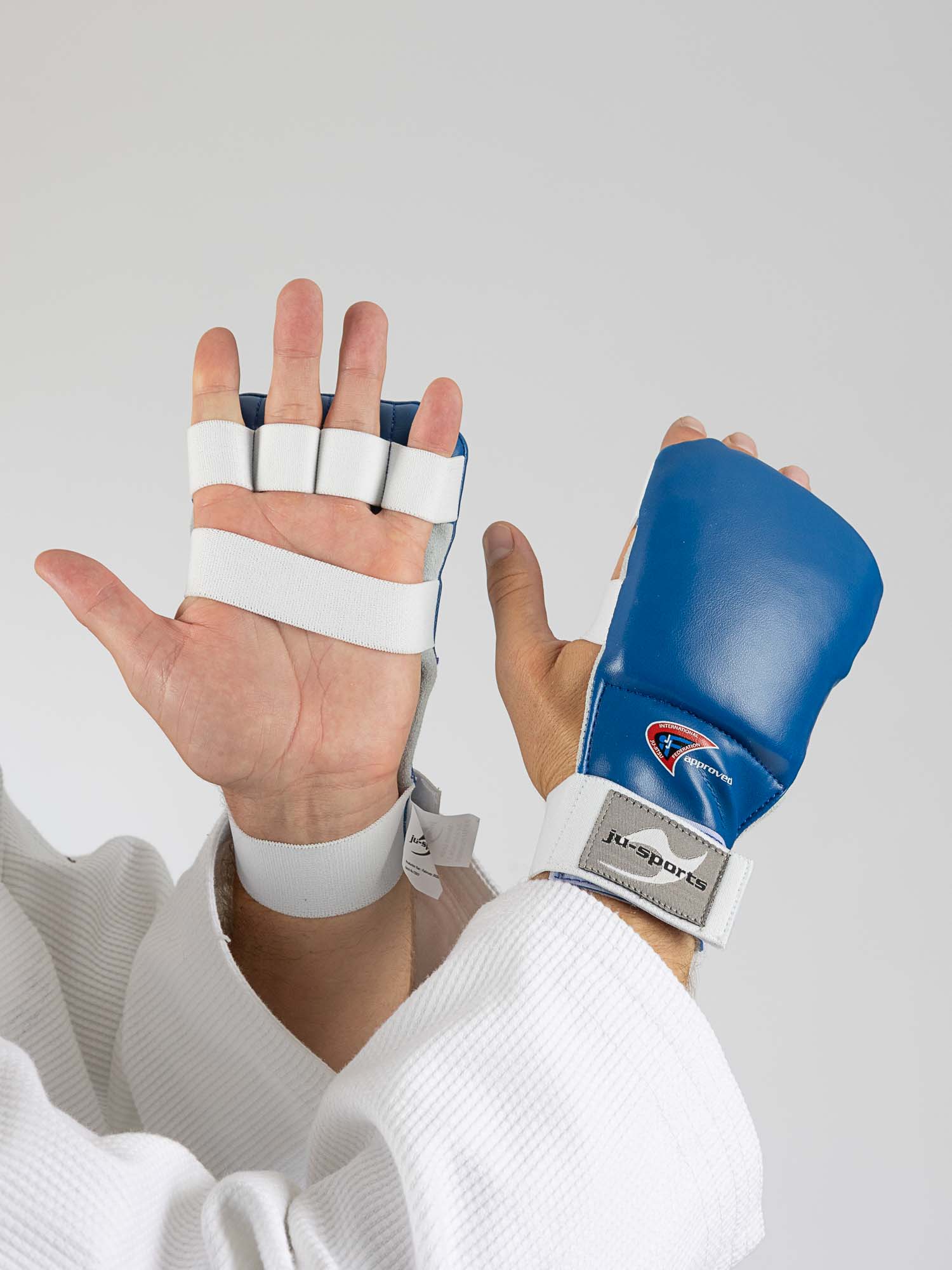 boxing gloves, blue glove, hand protection,  Velcro strap, white wrist wrap