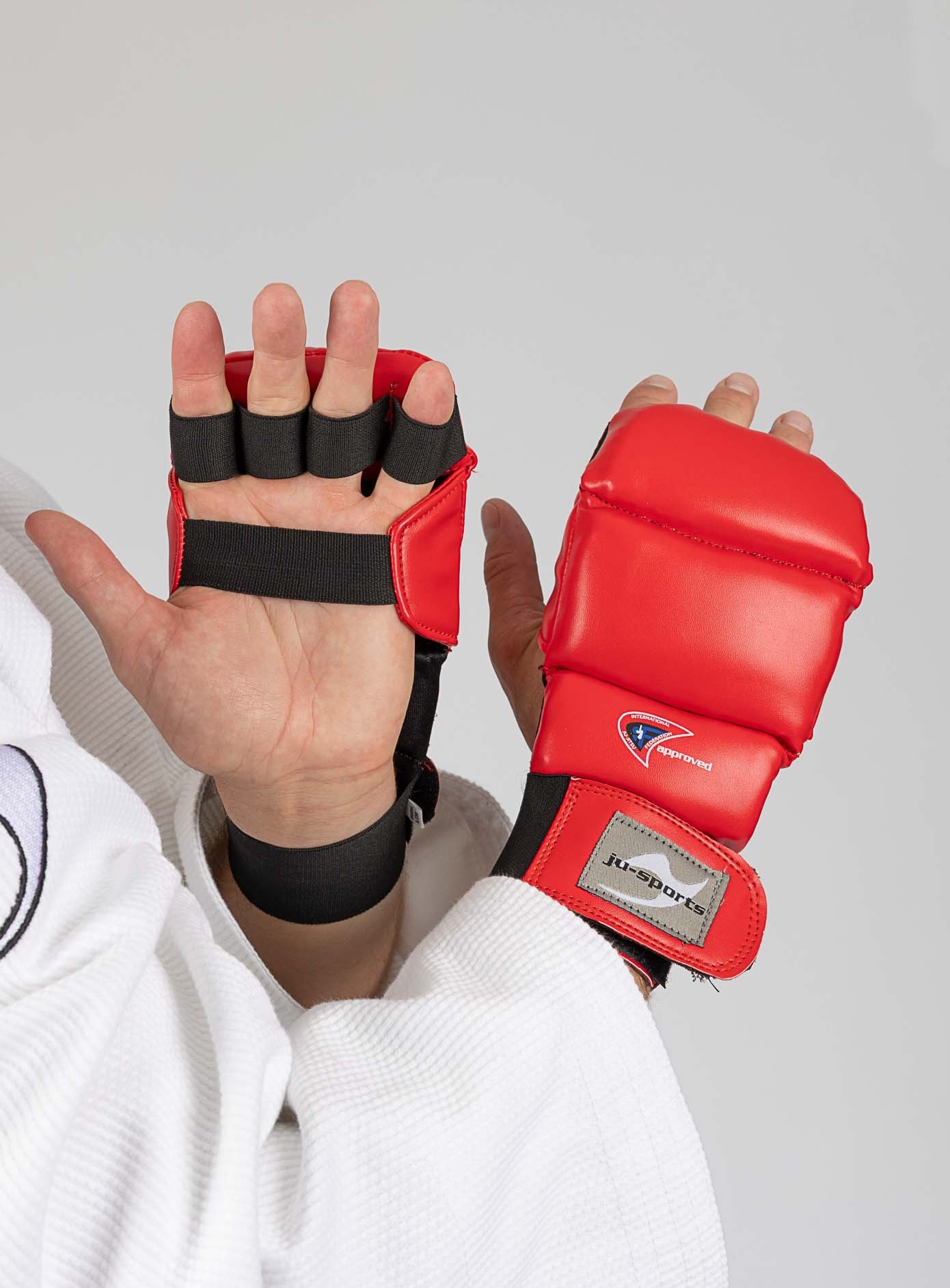 Boxhandschuhe, Rot, Gepufferte Handschuhe, Fingerlose Handschuhe, Verschluss mit Klettband, Boxhandschuhe,  rote Handschuhe, Fingerlose Handschuhe, Gepolsterte Handschuhe, Sportausrüstung