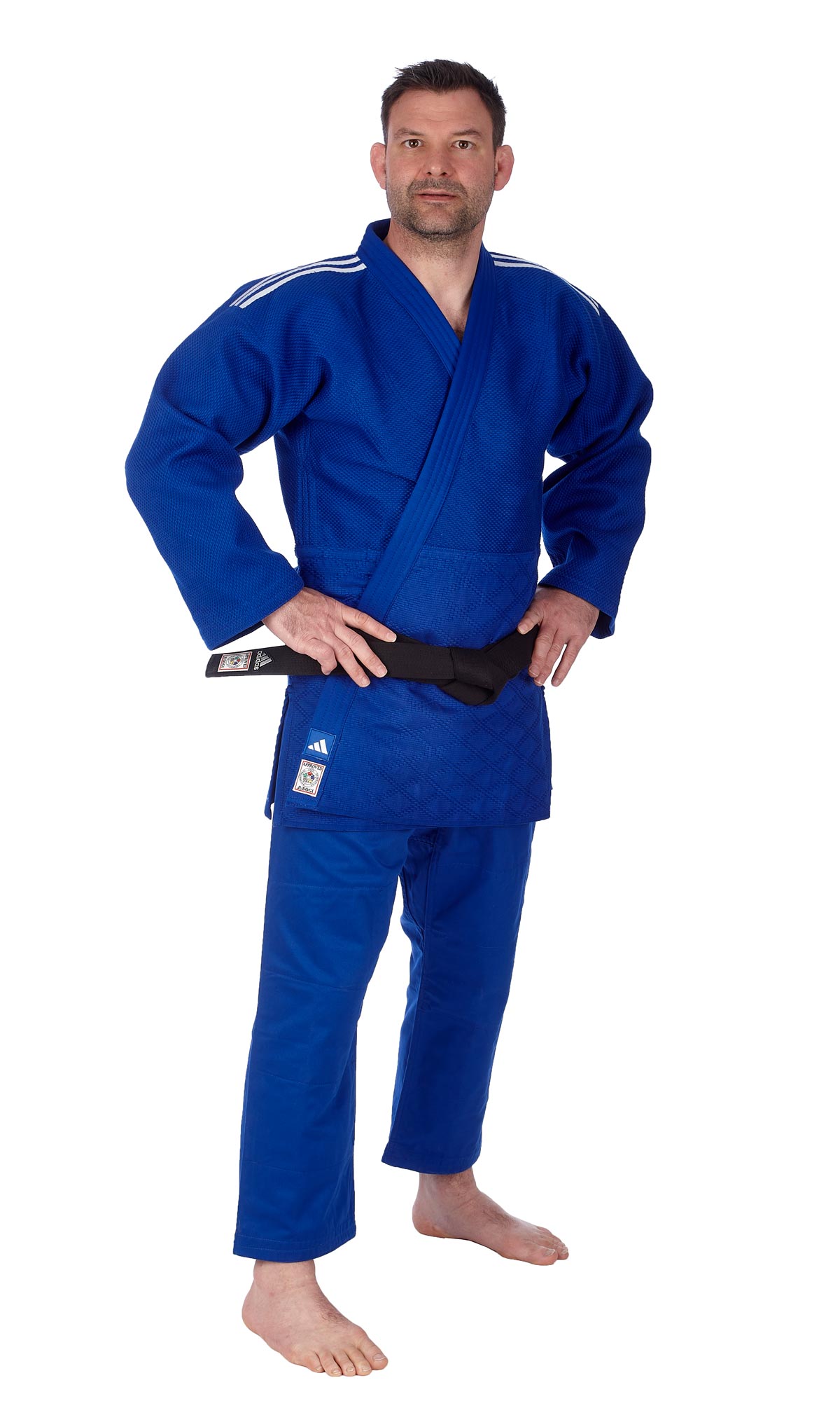 adidas Judoanzug CHAMPION III IJF - Model 1 blau/weiße Streifen JIJFBS