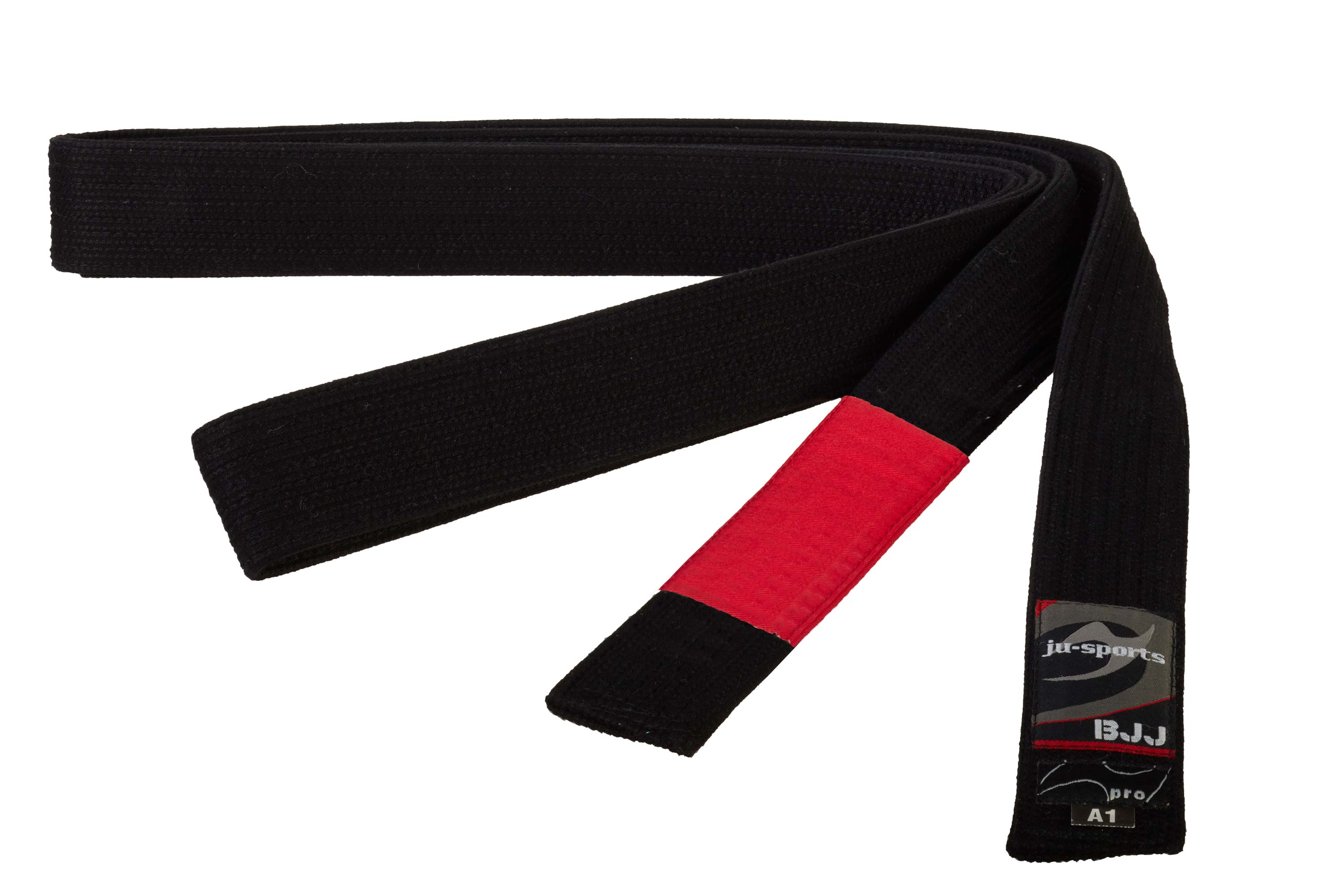 BJJ Premium belt pearl black - Professor - red bar