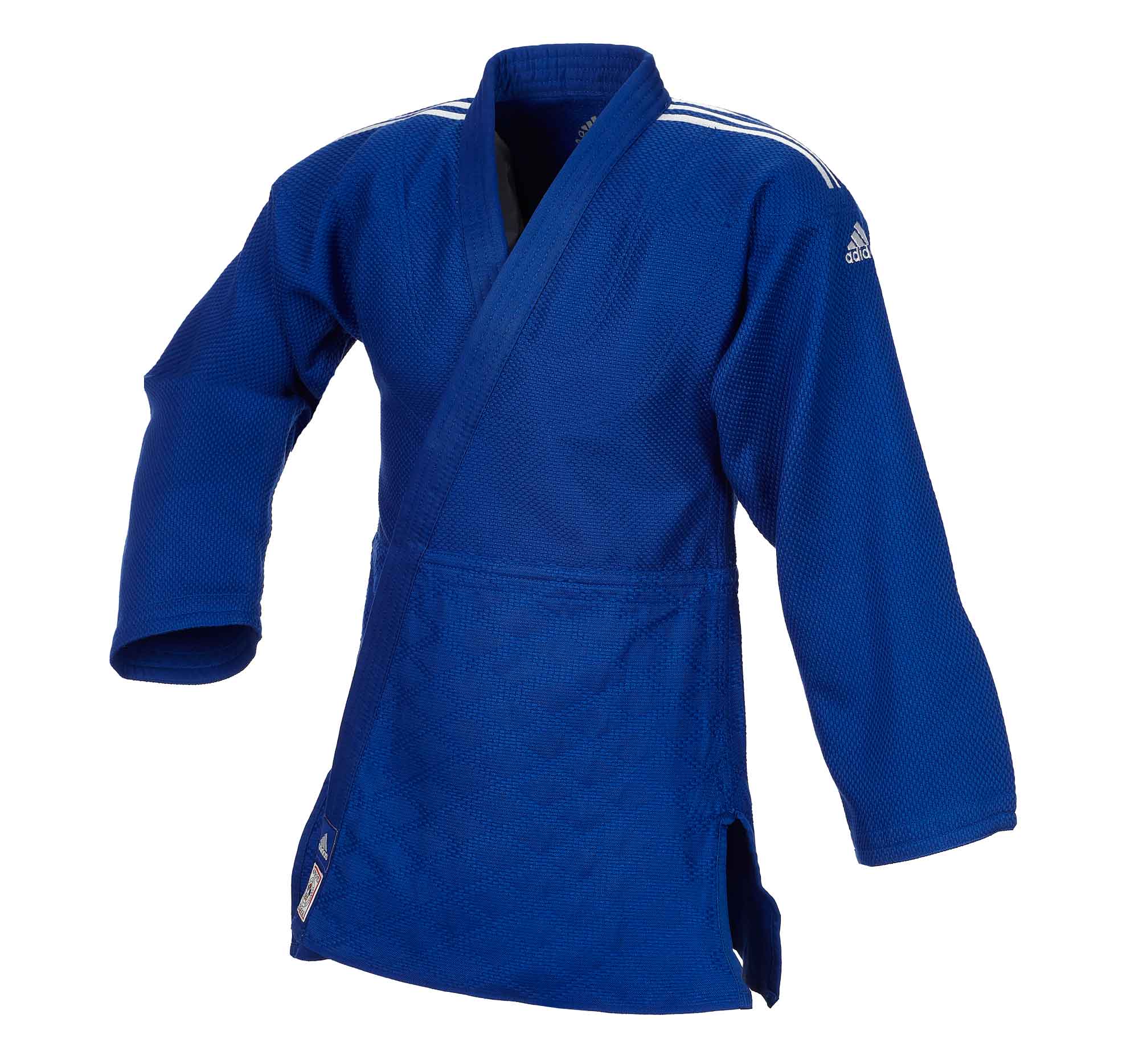 adidas Judoanzug CHAMPION II IJF slim cut, blau/weiße Streifen, JIJFBS