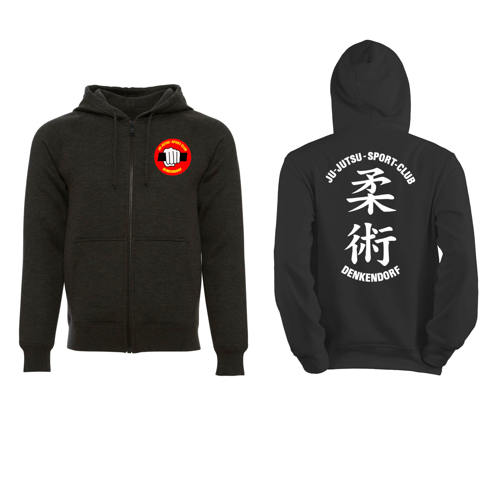 Hoodie, Reißverschluss Hoodie, Kapuzenjacke, Schwarz, Jujutsu-Sport-Club