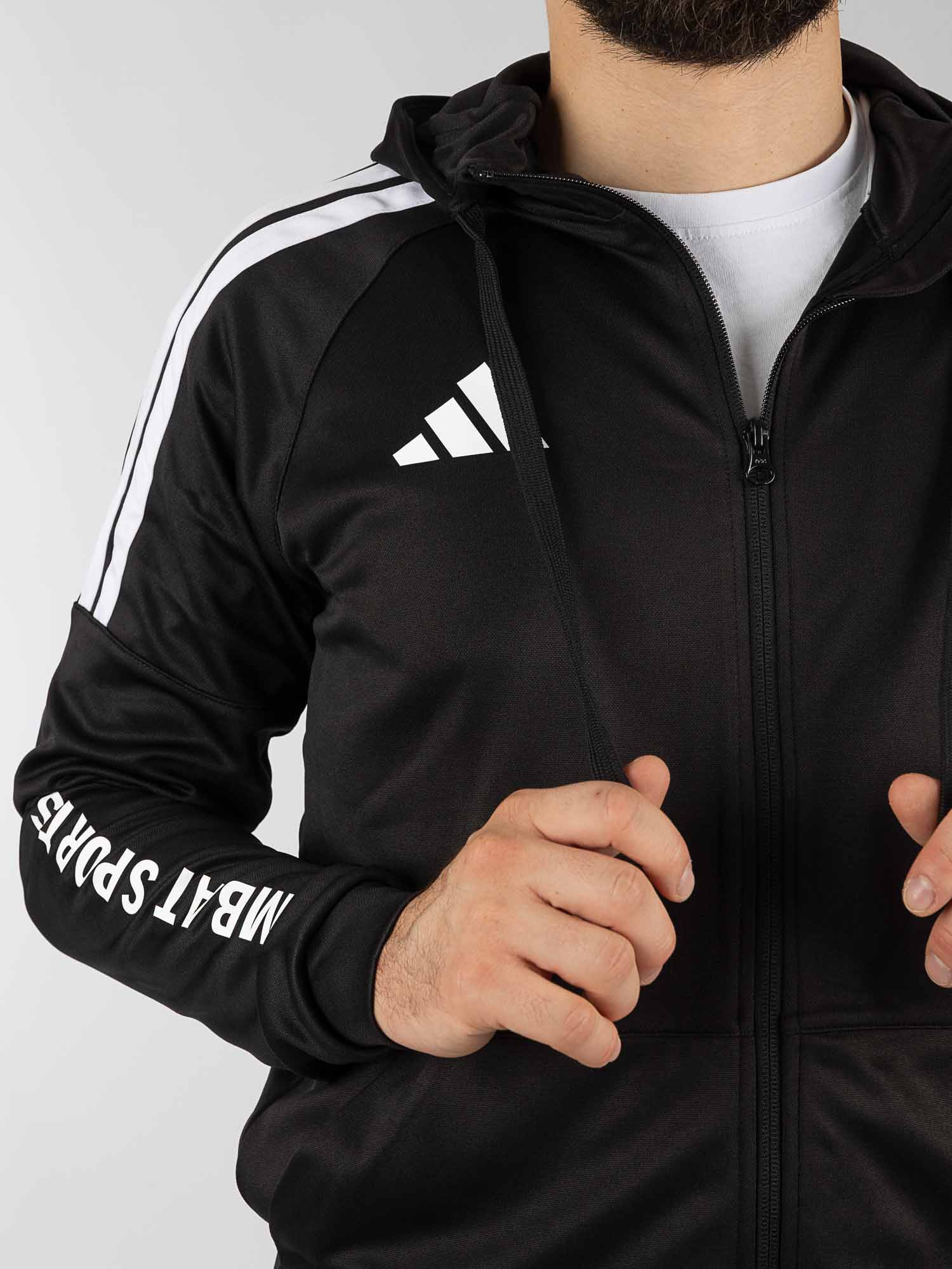 Sportjacke, Hoodie, Reißverschluss, Langarm, Schwarz