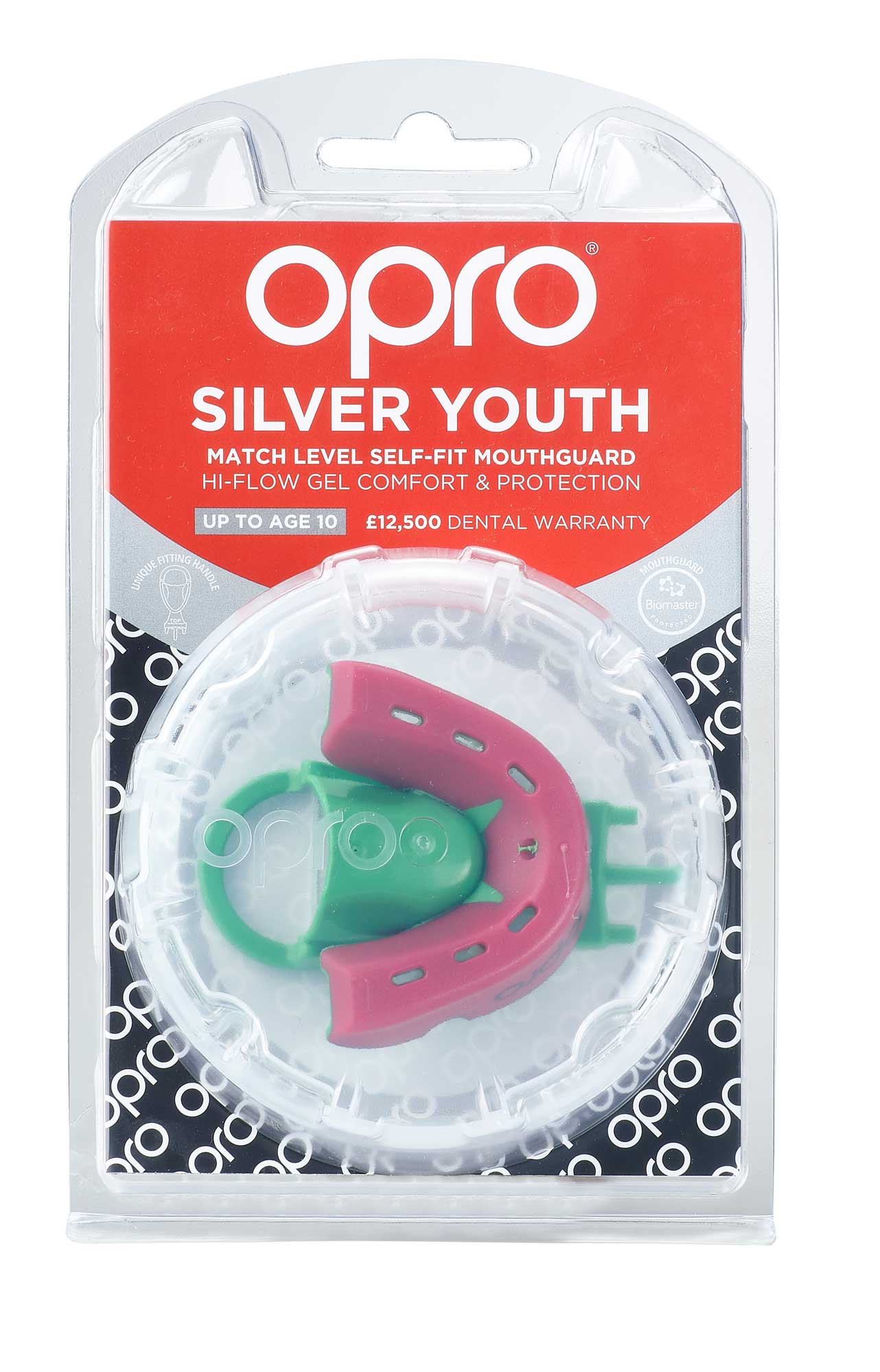 OPRO Mouthguard Silver Level Junior pink/ fluorescent green