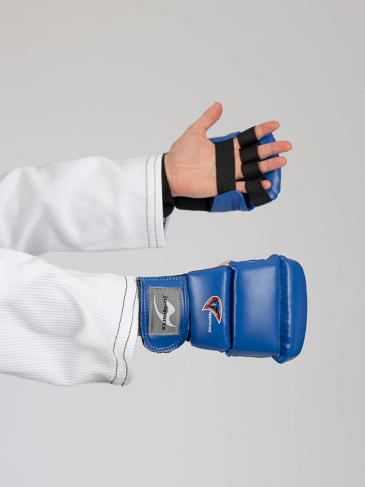 Boxhandschuhe, blaue Handschuhe, Kampfsport, gepaddet, Riemen