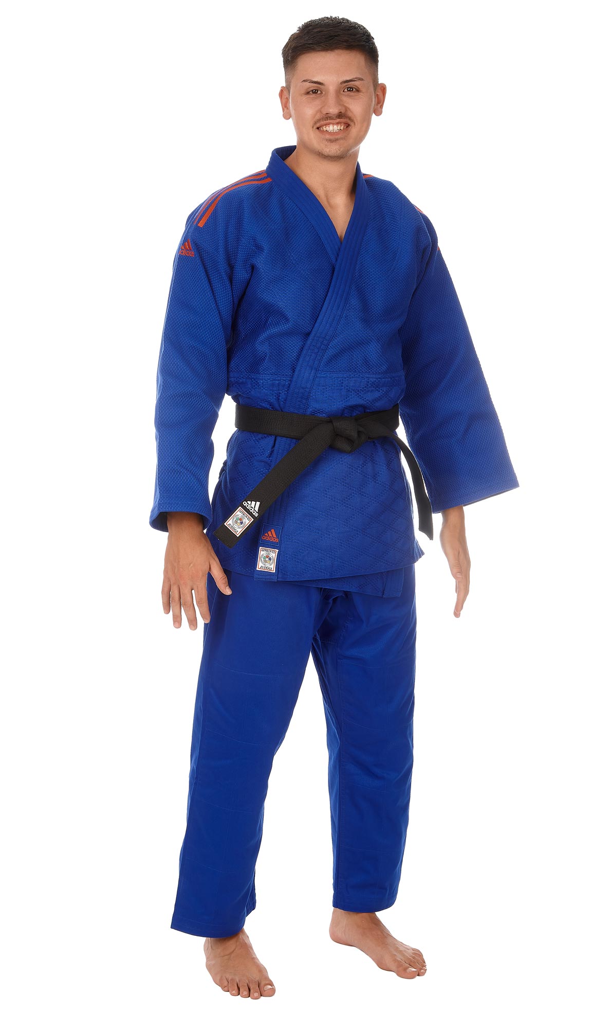 adidas Judoanzug CHAMPION II IJF, blau/rotes Logo, JIJF