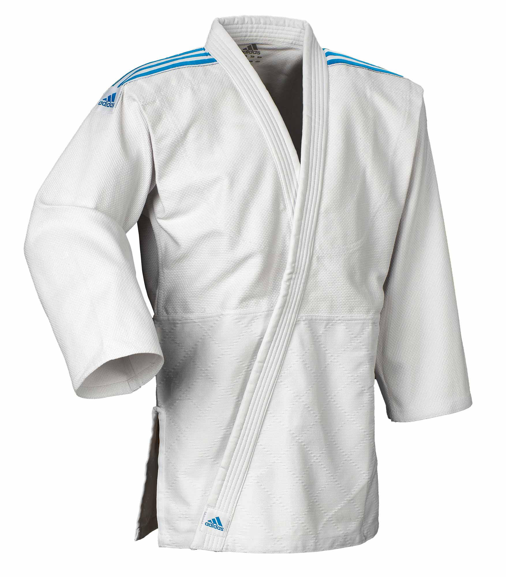 Judoanzug Club weiß/Streifen türkis, J350 - Größe 160