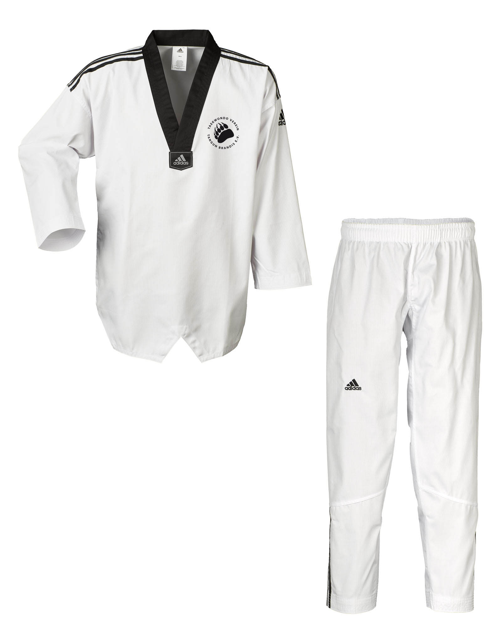adidas Taekwondoanzug, Adi Club 3 stripes, schwarzes Revers, ADITCB02-Taekwondo Verein Tangun Brandi