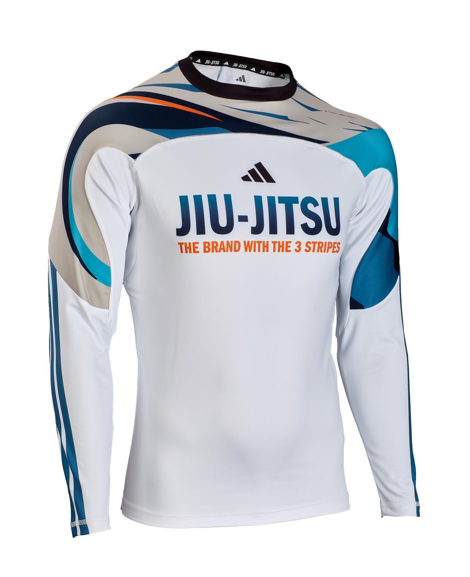 adidas Rashguard Longsleeve white/blue/orange Wave, BJJRGLS03W