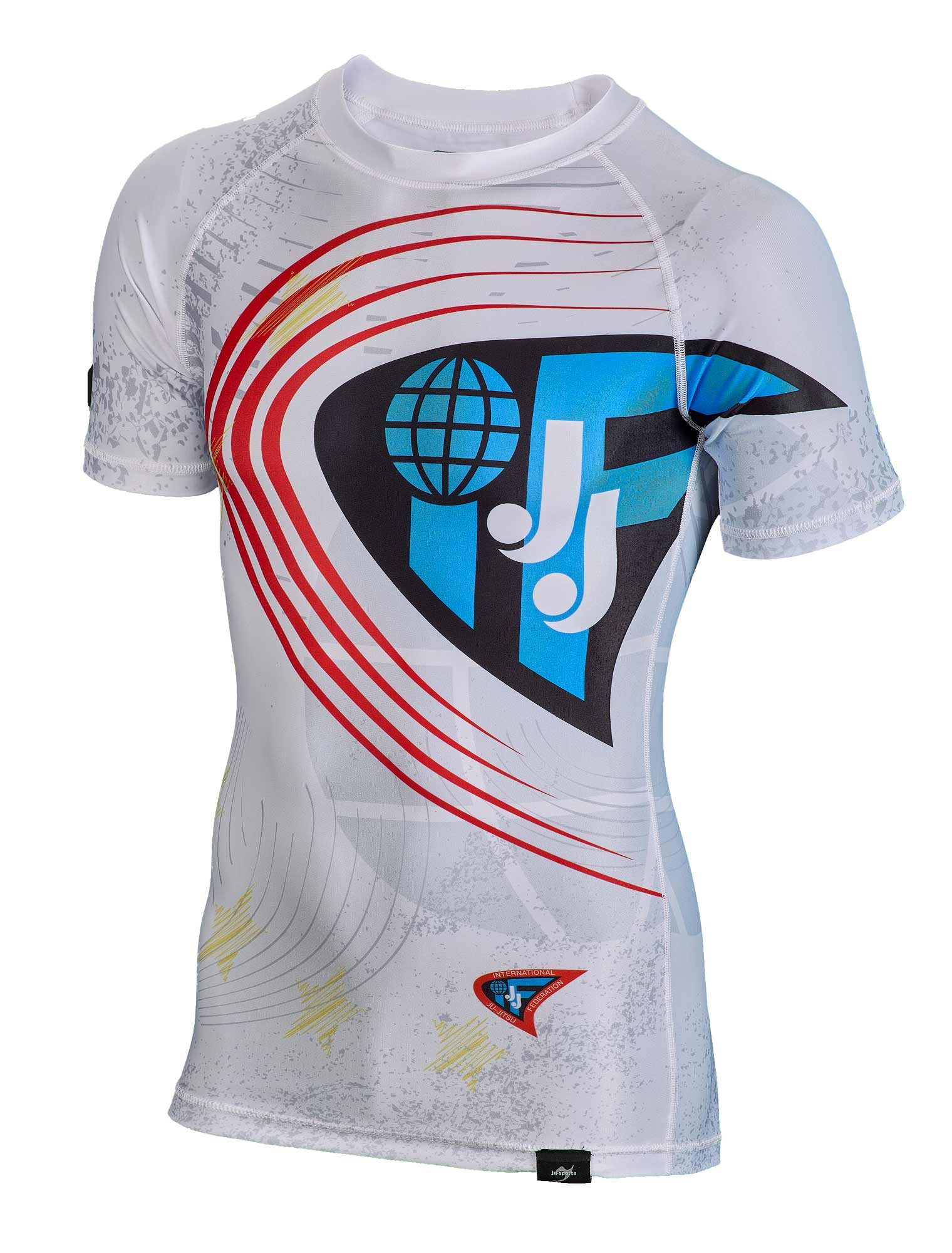 Rashguard kurzarm weiß - JJIF approved mit Ländercode