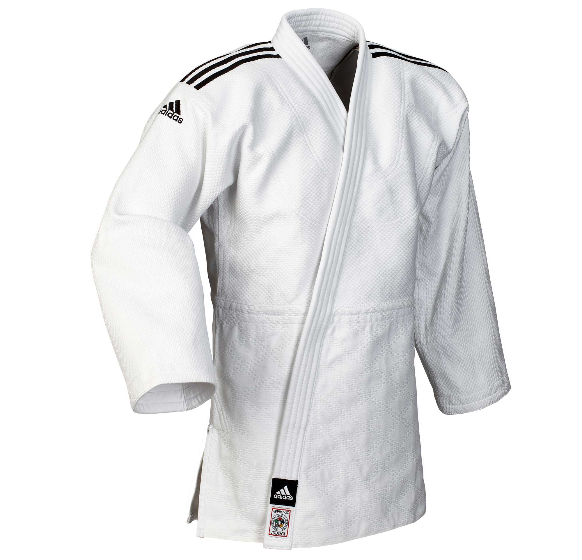 adidas judo gi Champion II JIJFS white black stripes slim cut