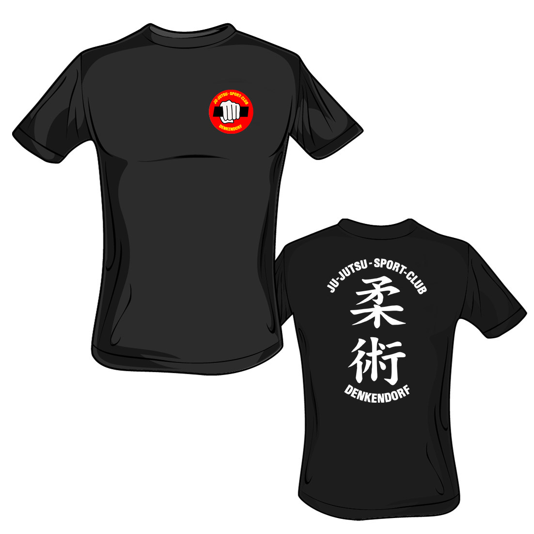T-Shirt, Short Sleeve, Schwarz, Jiu-Jitsu, Club Logo