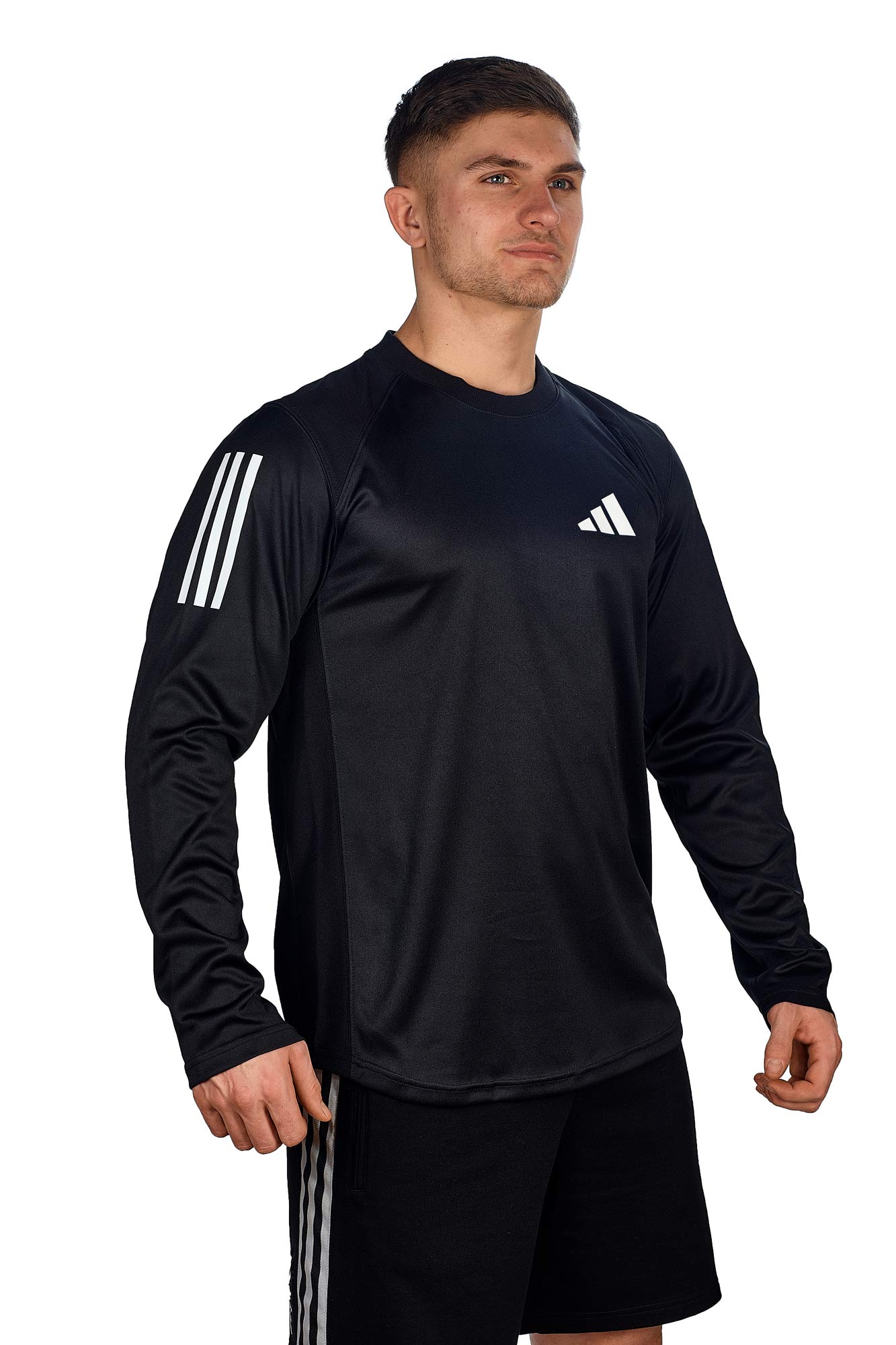 Sport-Tee, Long sleeve, Black, Three stripes, Adidas logo