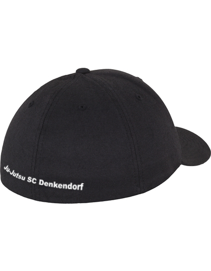 Baseballkappe, schwarze Kappe, gebogener Rand, Stickerei Text, Sechs Panels