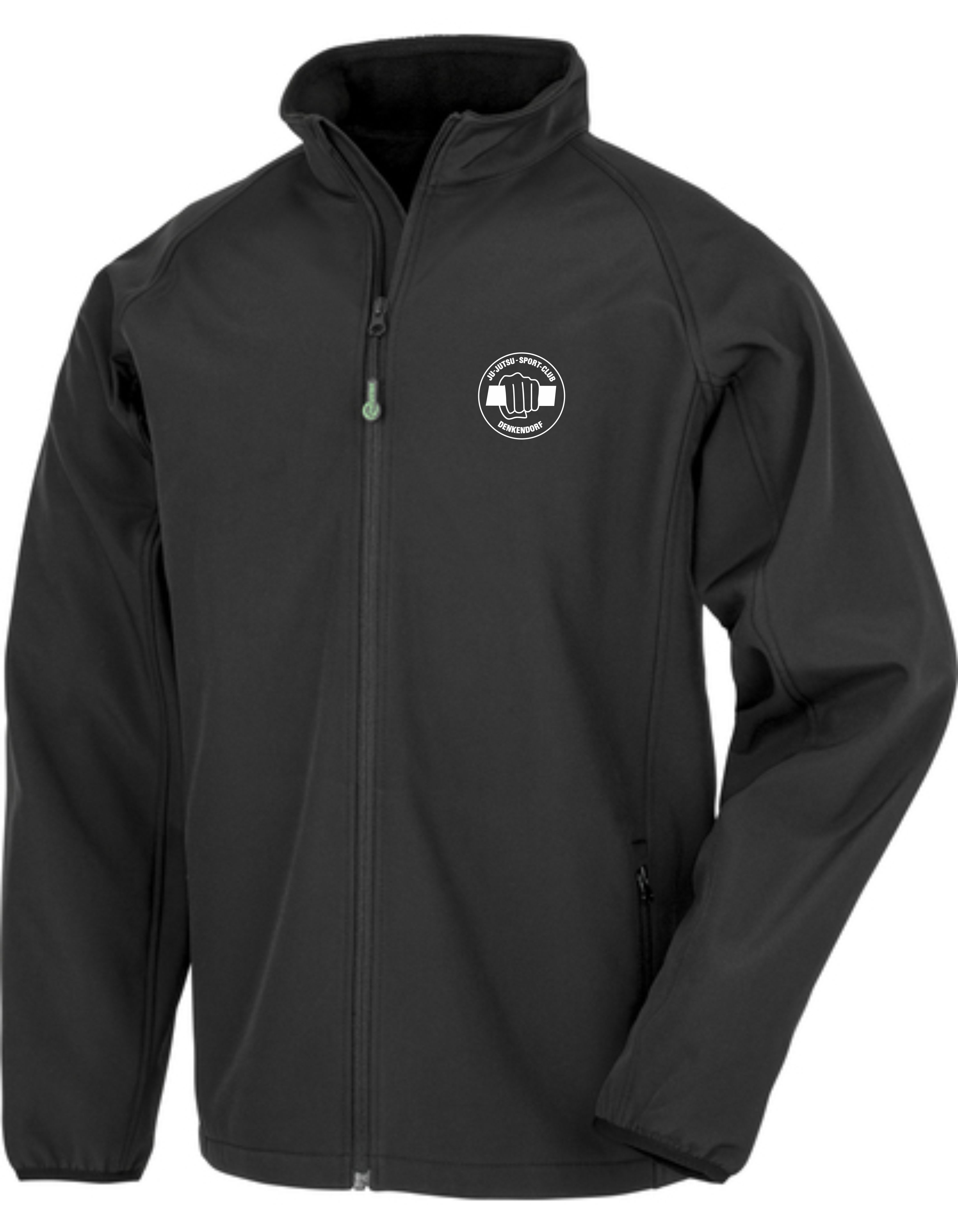 jacke, Softshell, schwarz, Reißverschluss, Logo-Print