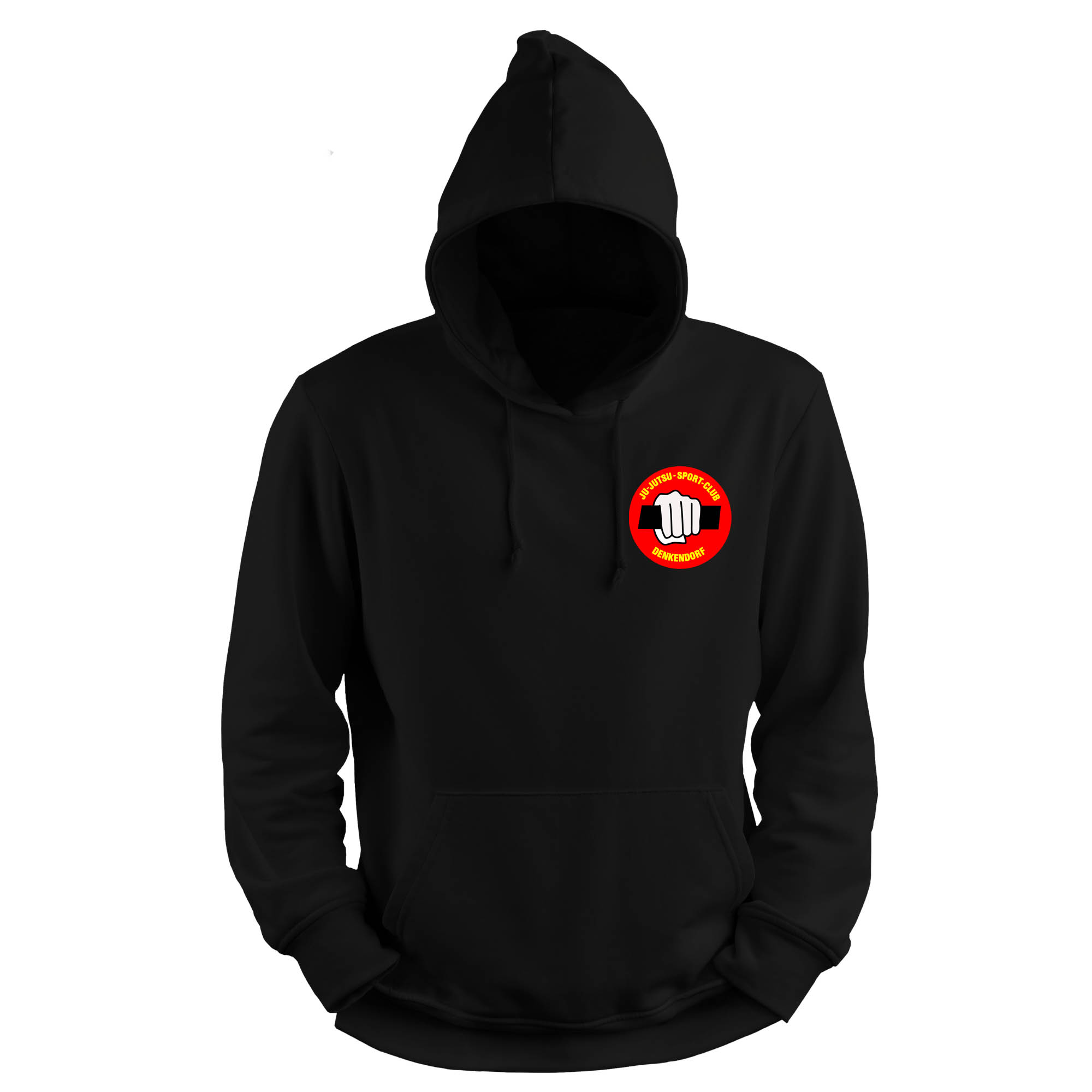 hoodie, schwarz, Logo, Rundemblem, Brusttasche