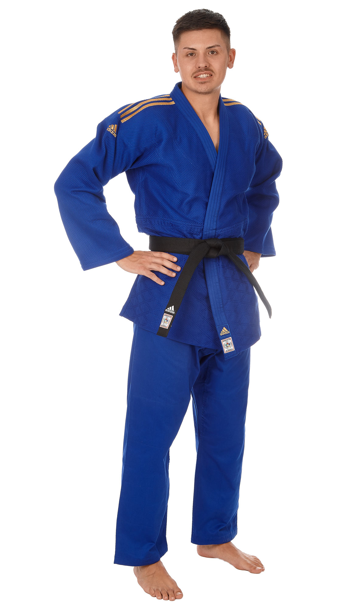 adidas Judoanzug CHAMPION II IJF blau goldene Streifen JIJF 190 704304190