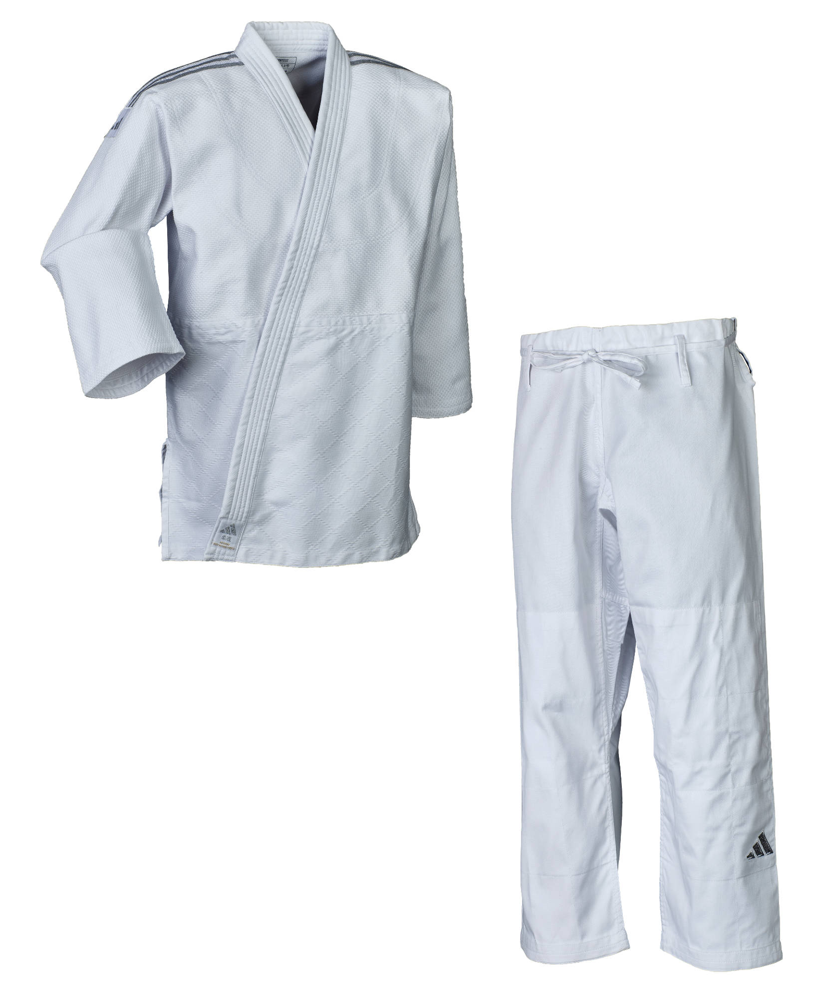 adidas Judo-Anzug Contest weiß/silberne Streifen, J650