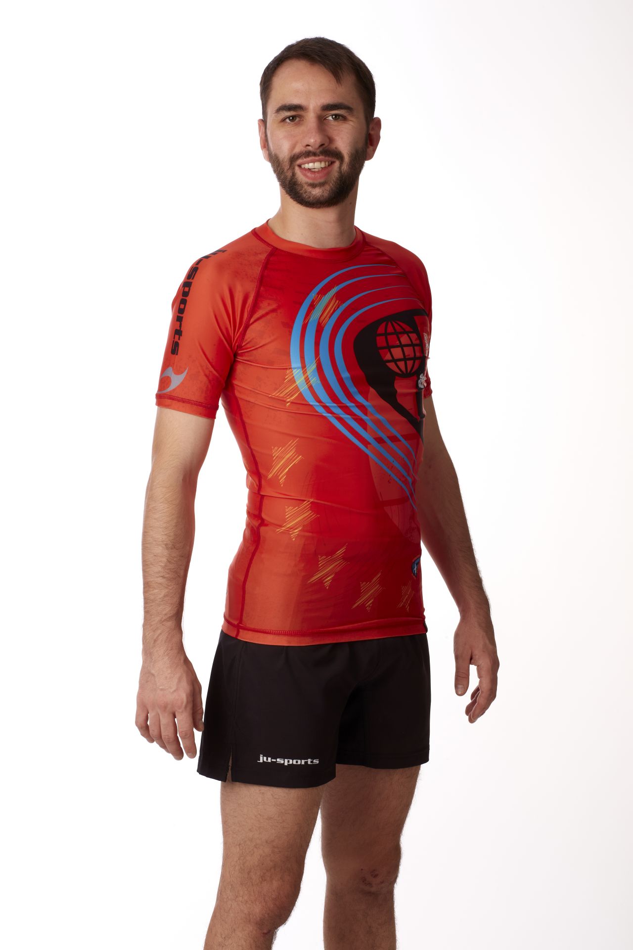 Rashguard shortsleeve red - JJIF approved with national code