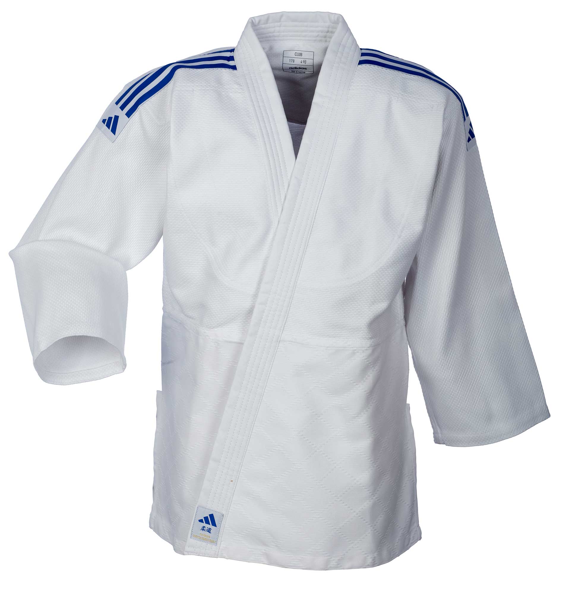 adidas Judo-Anzug Club weiß/blaue Streifen, J350