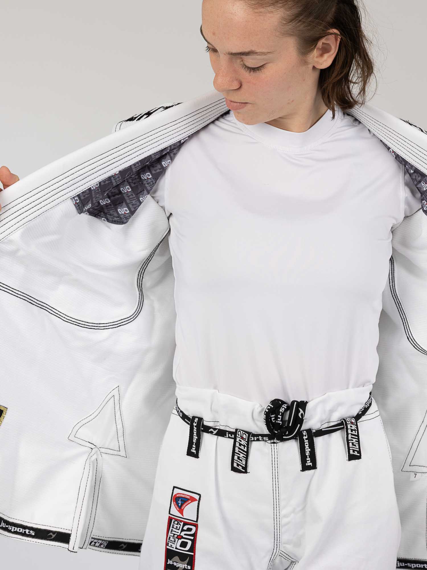 Judo Gi, Weißes Gi, Gürtelband, Jacke innerhalb, Schnittdetails