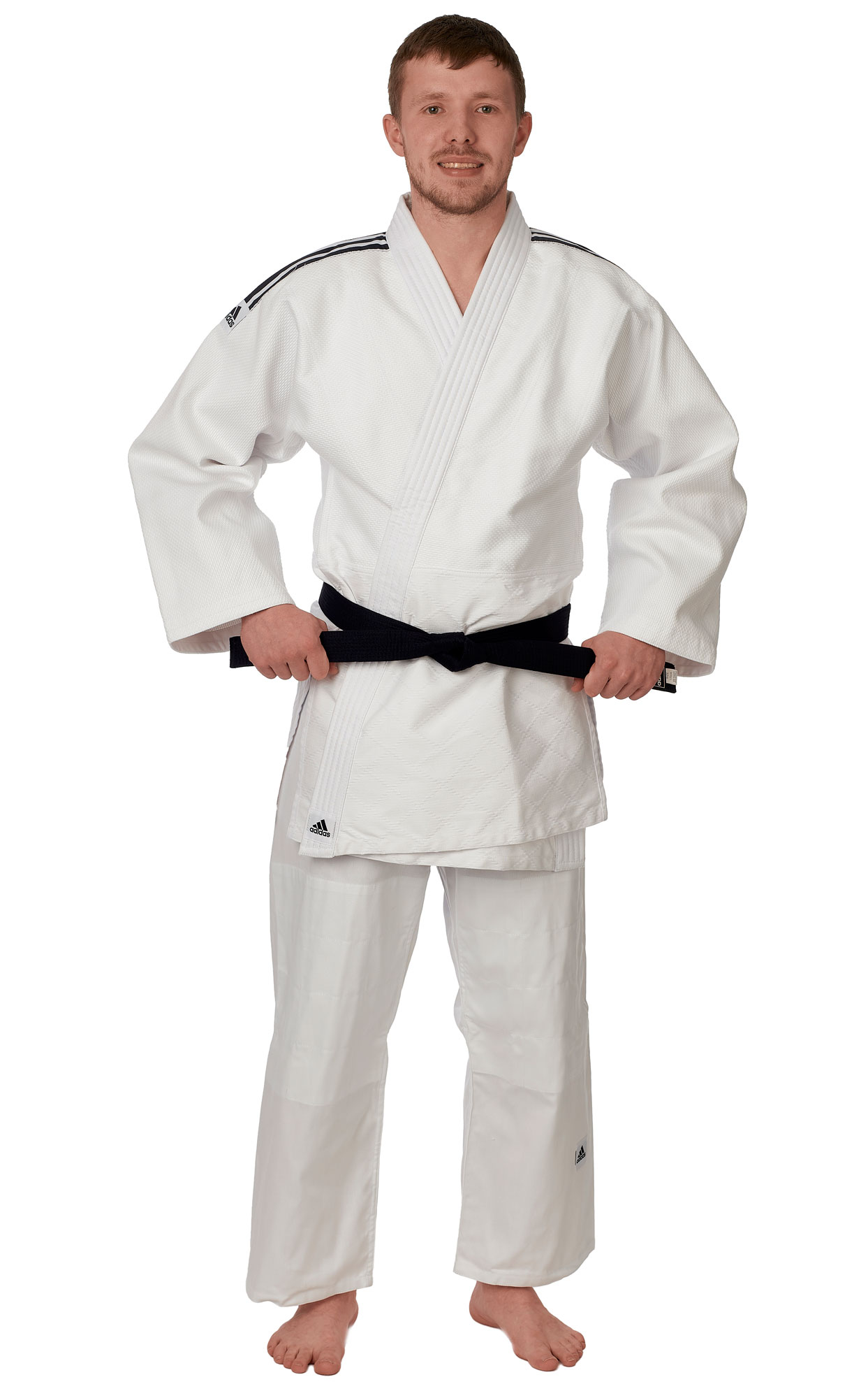 adidas Judo-Anzug Training weiß/schwarze Streifen, J500