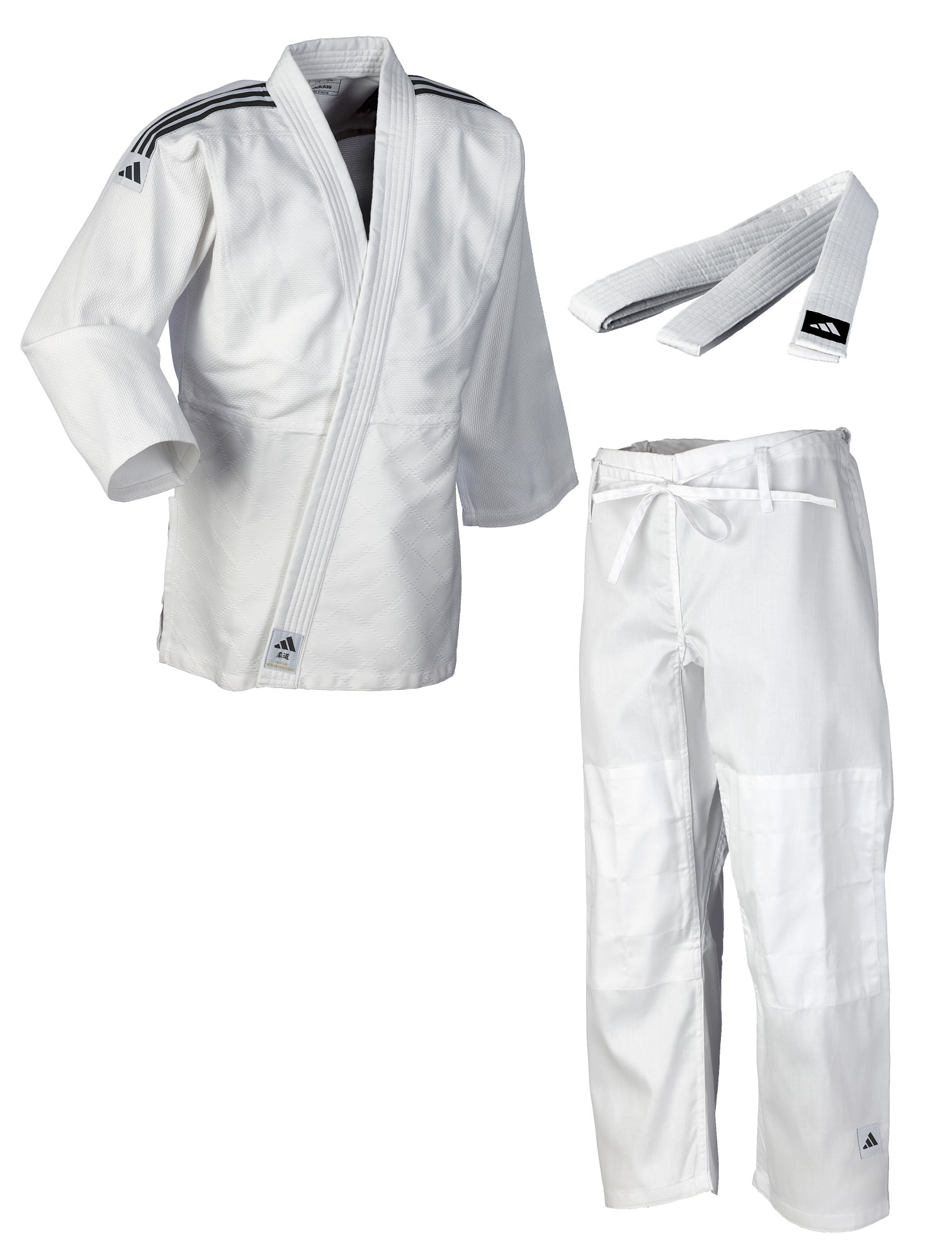 adidas Judo-Anzug Club weiß/schwarze Streifen, J350