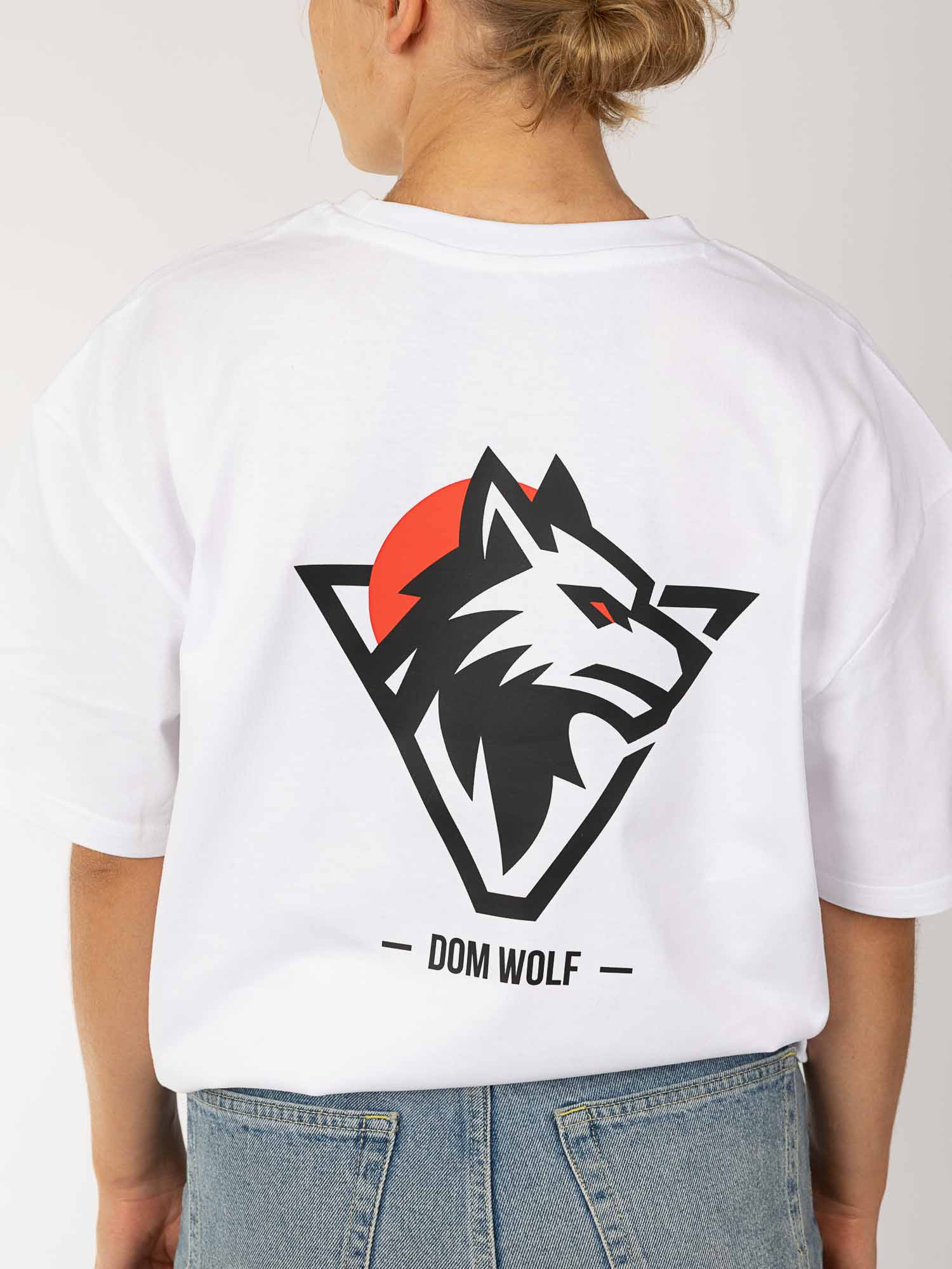 TShirt, Kurzarm, Weiß, Wolf-Logo, Druck