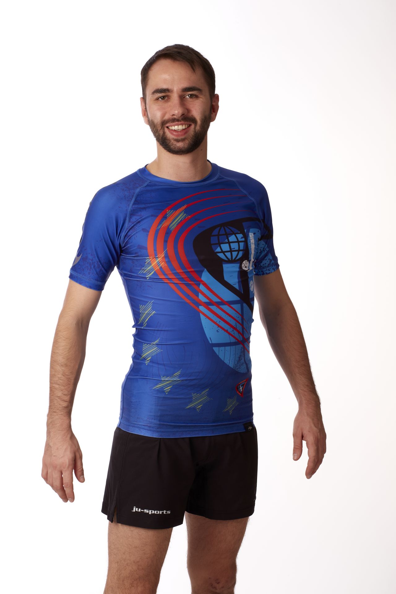 Rashguard kurzarm blau - JJIF approved mit Ländercode