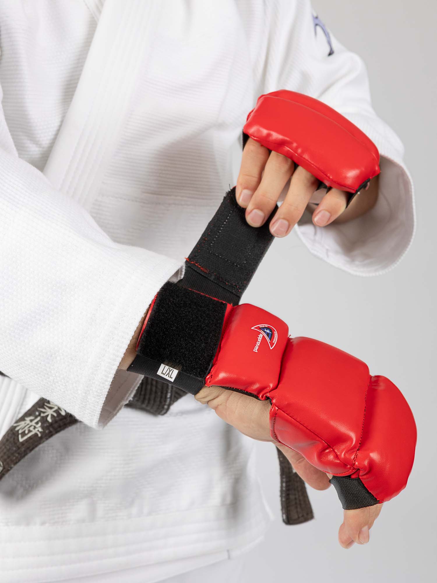 Boxhandschuhe, Rote Handschuhe, fingerlose Handschuhe, Kampfsport, Klettverschluss