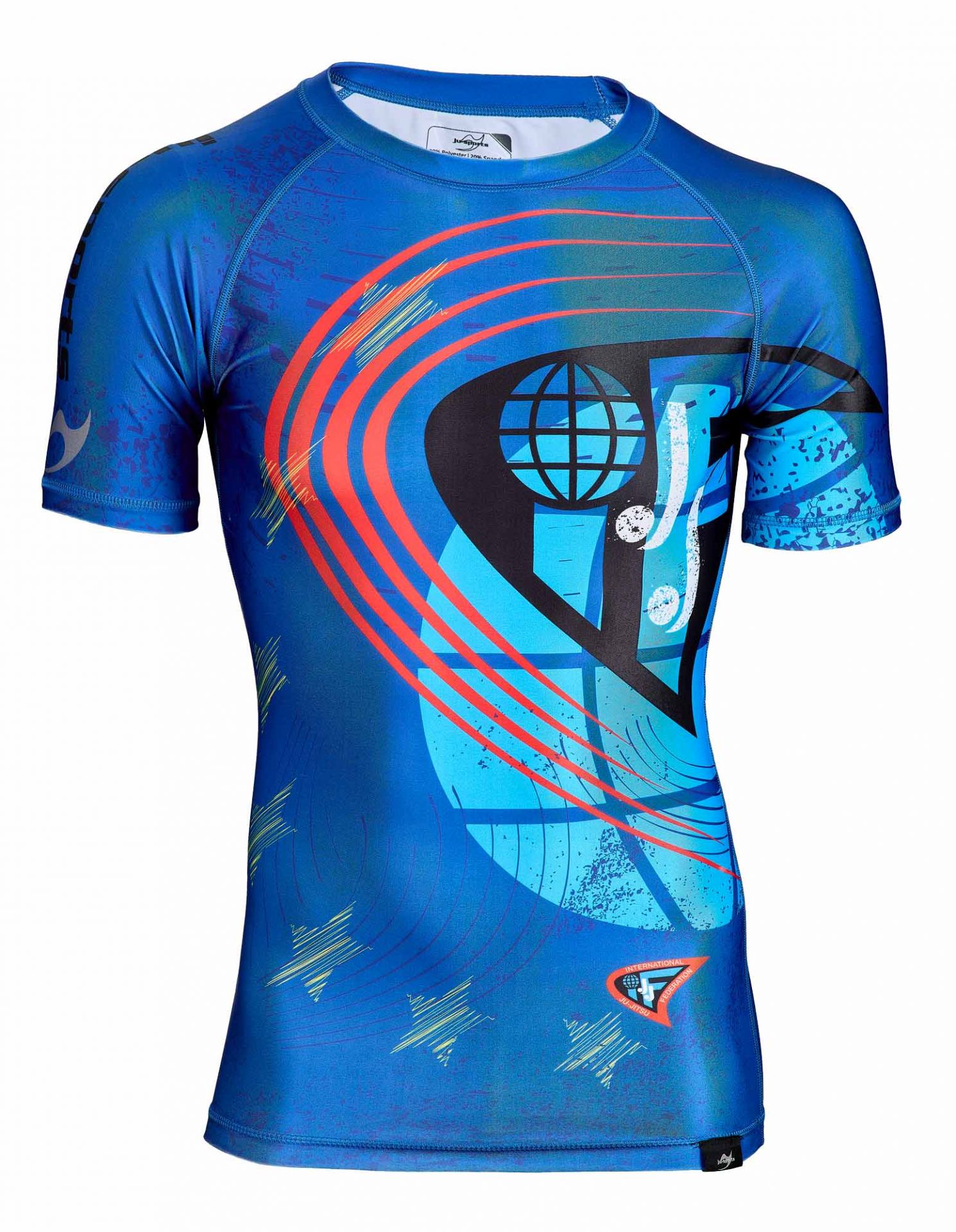 Rashguard kurzarm blau - JJIF approved mit Ländercode
