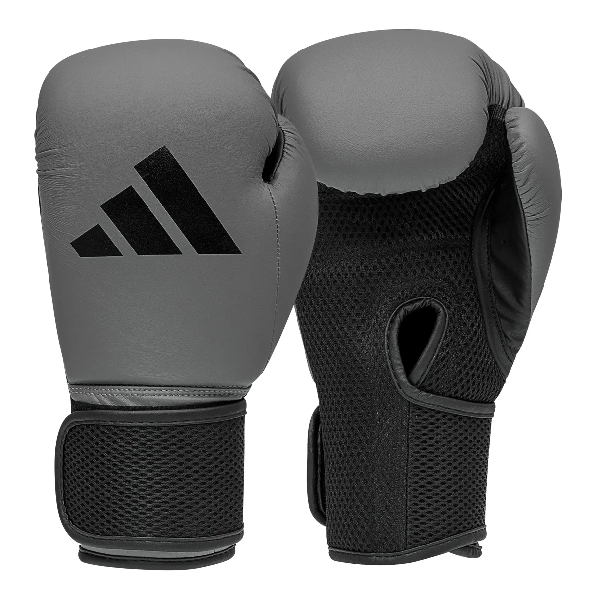 Boxhandschuhe, Grau, Klettverschluss,  Gepolstert, Mesh-Futter
