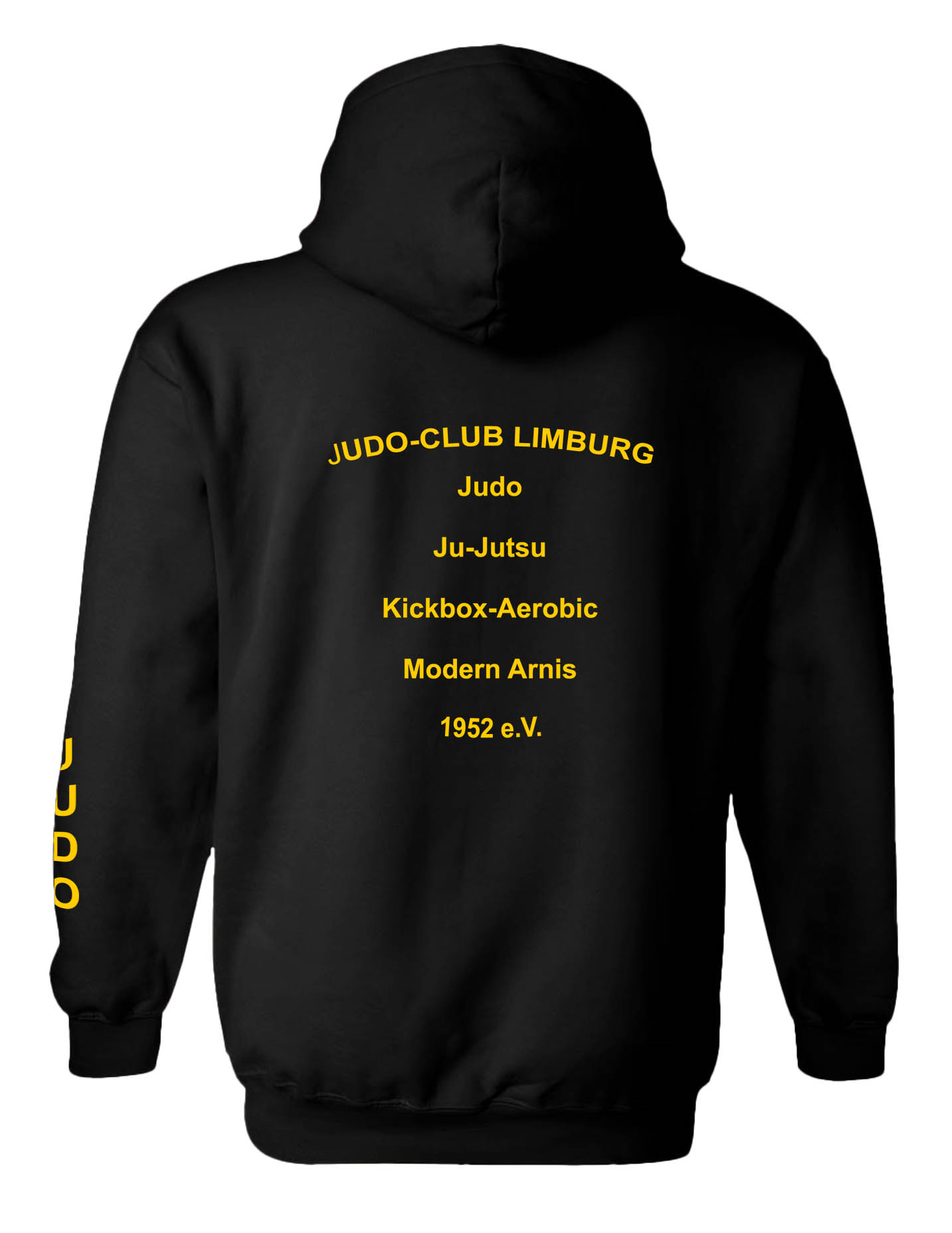 Hoodie Judo Club Limburg mit Armdruck Sportart