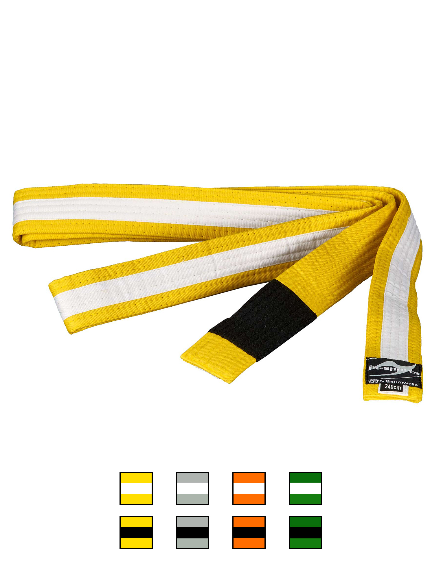 Ju-Sports BJJ Kindergürtel gelb mit weißem Streifen