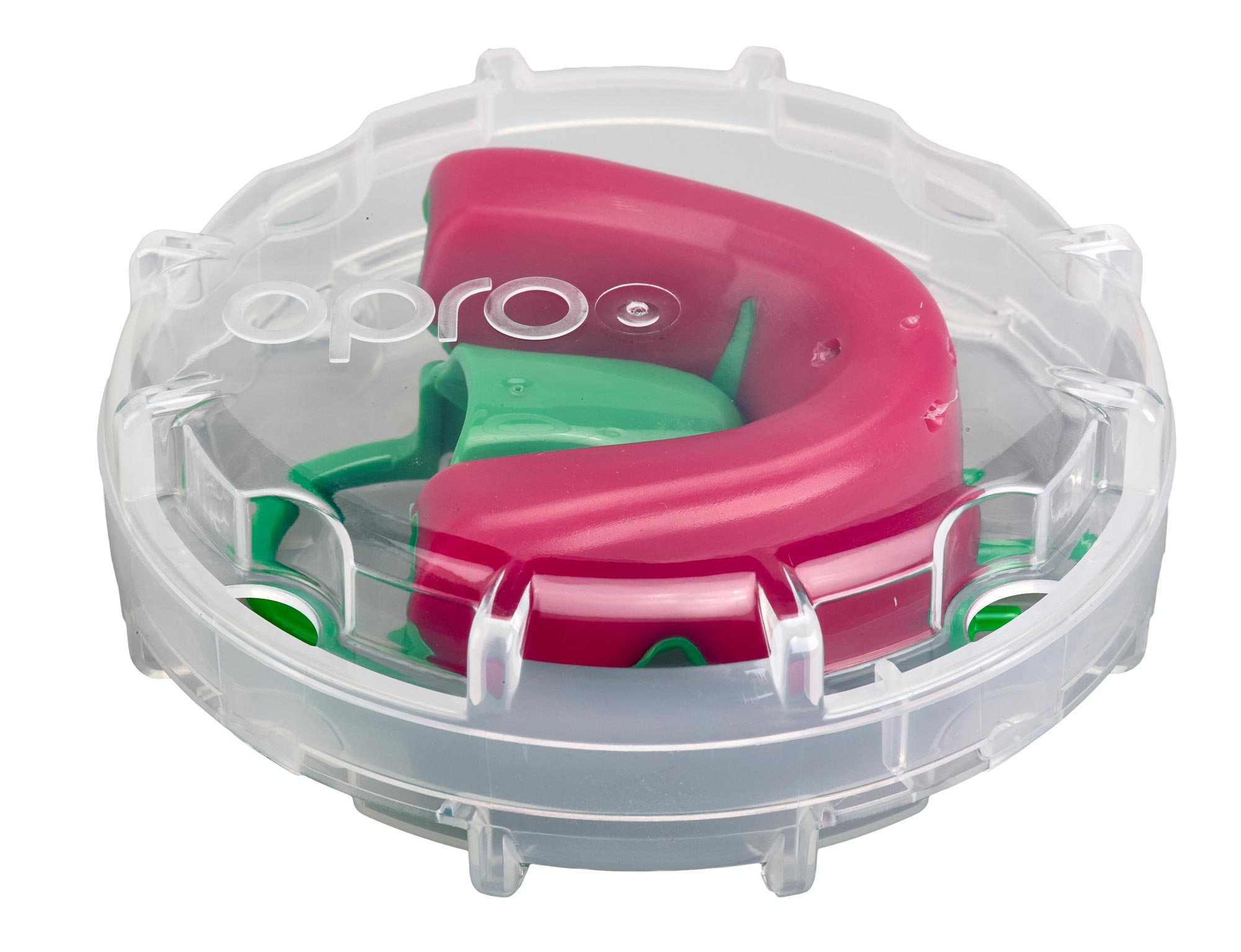 OPRO Mouthguard Silver Level Junior pink/ fluorescent green