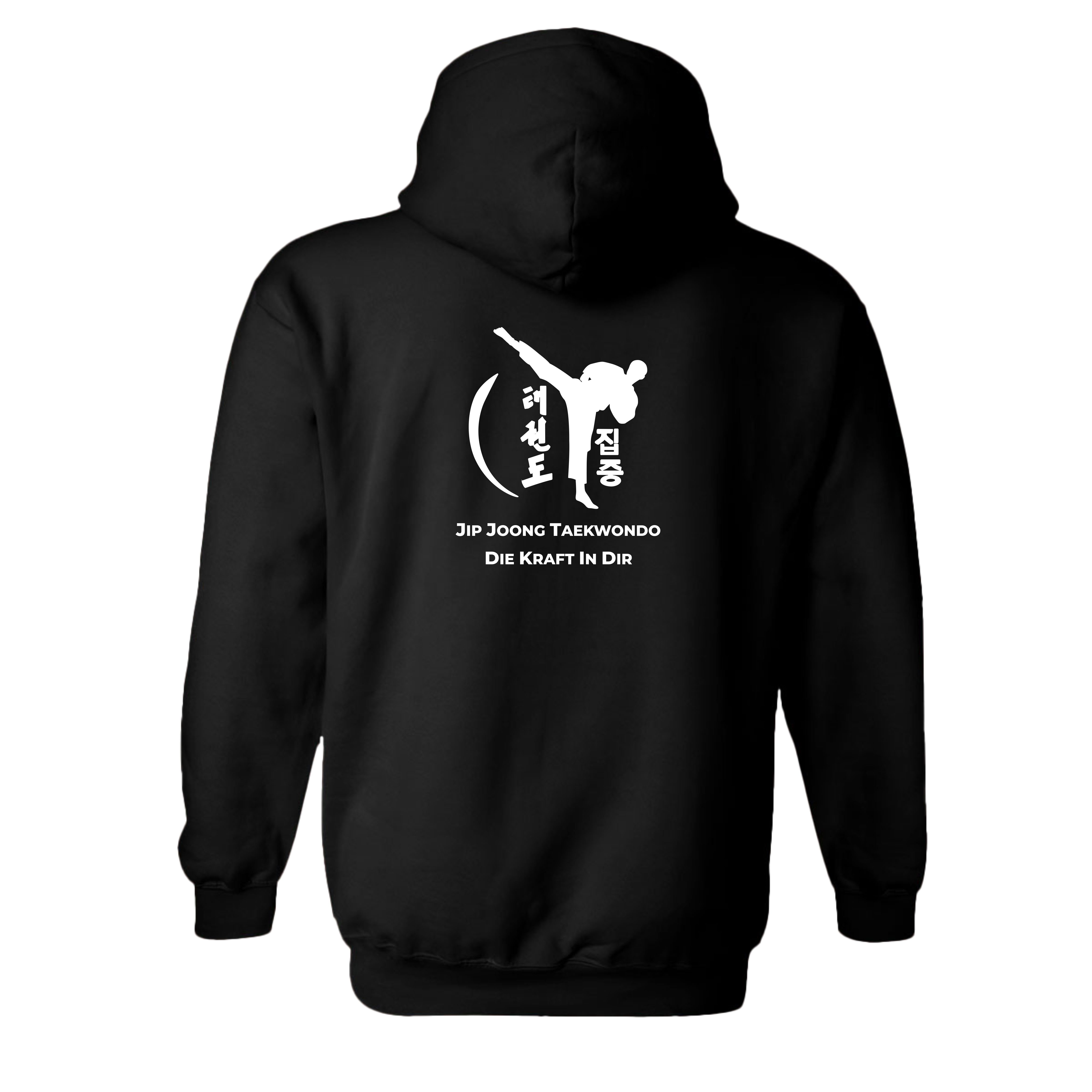 Hoodie, Taekwondo, Kampfkunst, Weißer Aufdruck, Rückenmotiv, Hoodie, Kapuzenpulli, Schwarz, Taekwondo, Kampfsport