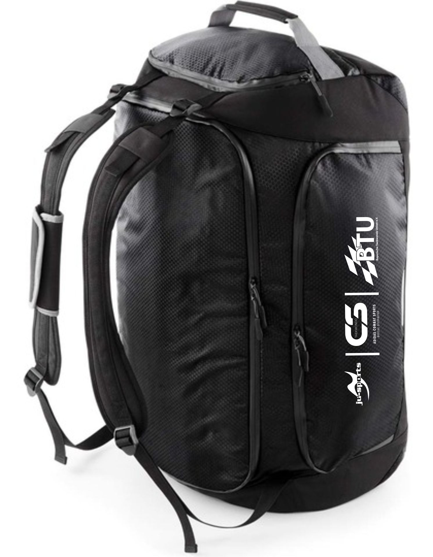 Rucksack, Fitness-Rucksack, Mehrfachtaschen, Schwarz, BTU Logo