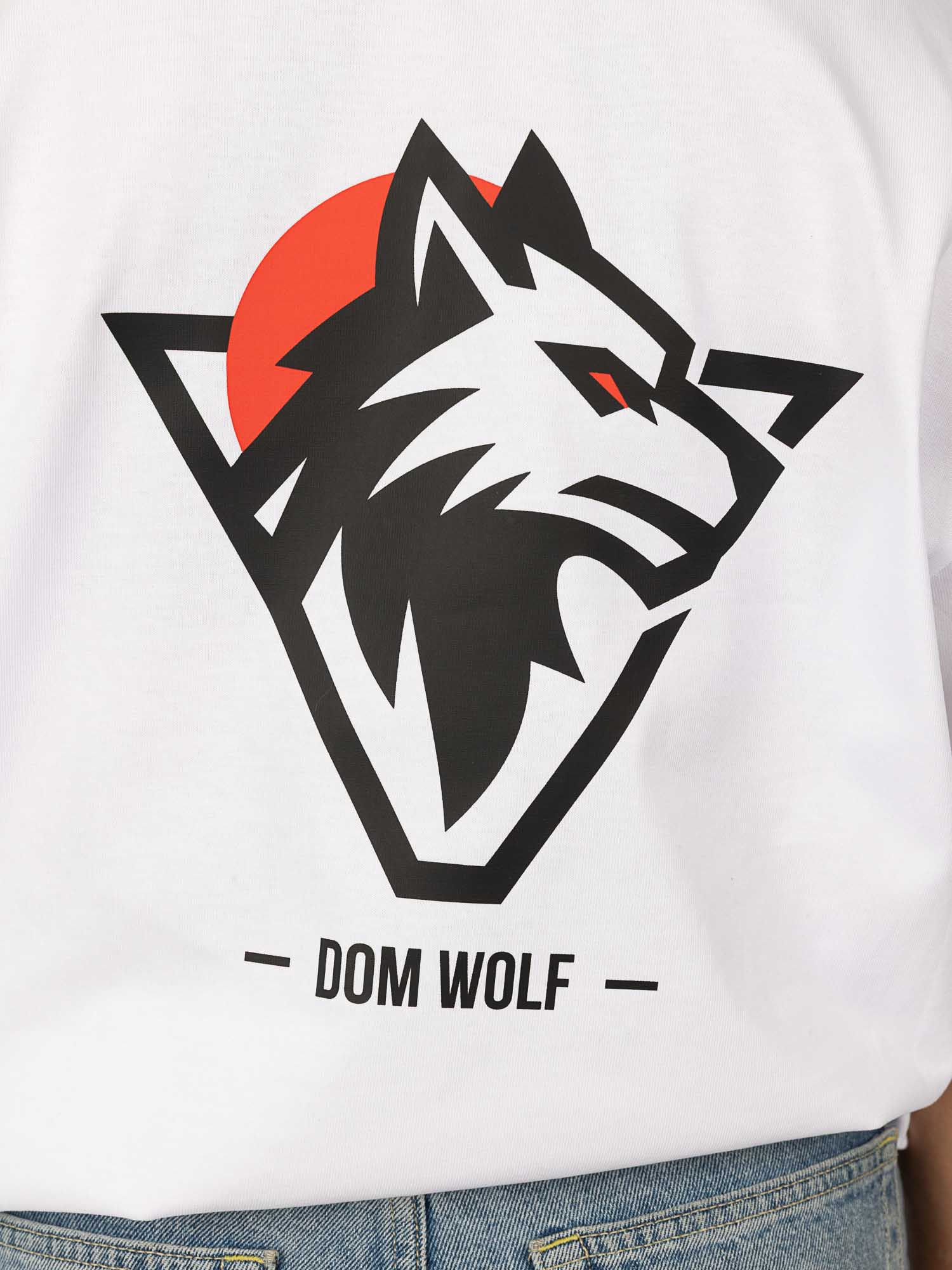 wolf logo, geometric wolf, white t-shirt, graphic tee, dom wolf