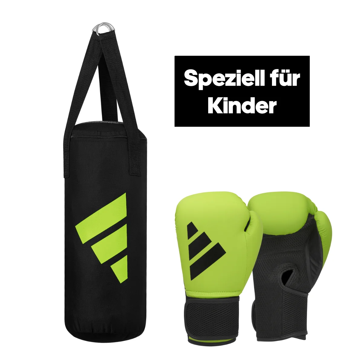 boxing gloves, grünes neon, kindersize, training set, sparring gear