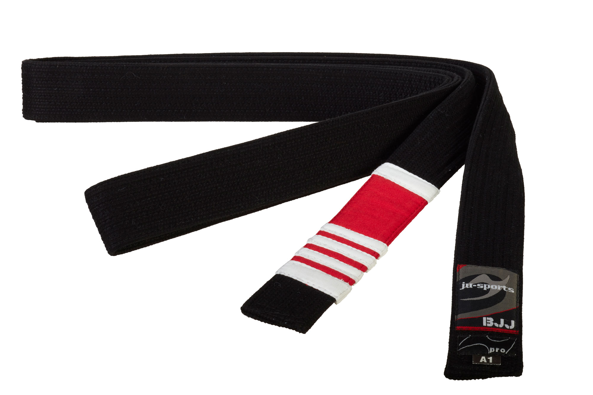 BJJ Premium belt pearl black - Main Professor - red bar - white edges - 3rd degree 